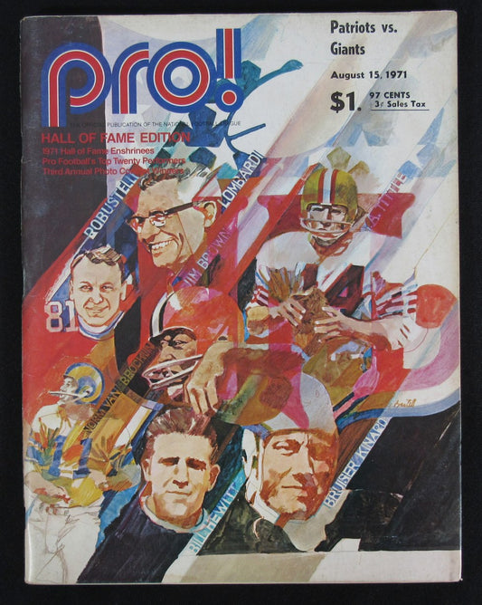 August 15, 1971 New England Patriots vs. New York Giants NFL Game Program 172212