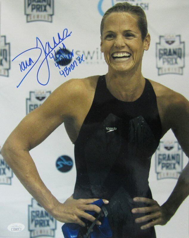 Dara Torres Swimming Signed 11x14 Color Photo JSA 141446