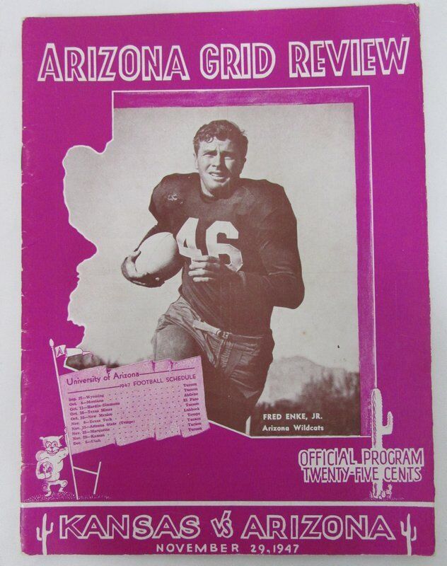 11/29/1947 Arizona Wildcats Vs. Kansas Jayhawks Official Football Program 131187