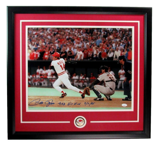 Pete Rose Signed/Inscr 16x20 Photo Cincinnati Reds Framed JSA 188784