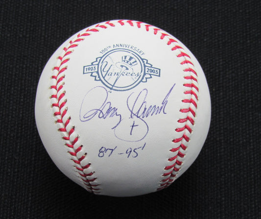 Randy Velarde Signed/Auto Yankees 100th OML Baseball JSA Inscr 187156