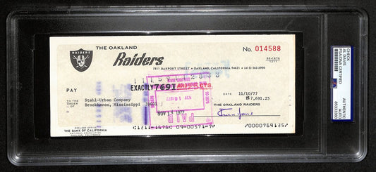 Al Davis HOF Signed/Autographed 8.5x3.5 Bank Check Raiders PSA/DNA 193227