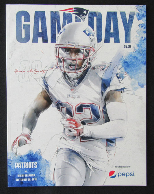 2018 Patriots vs. Dolphins Program Devin McCourty 09/30 Tom Brady 173164