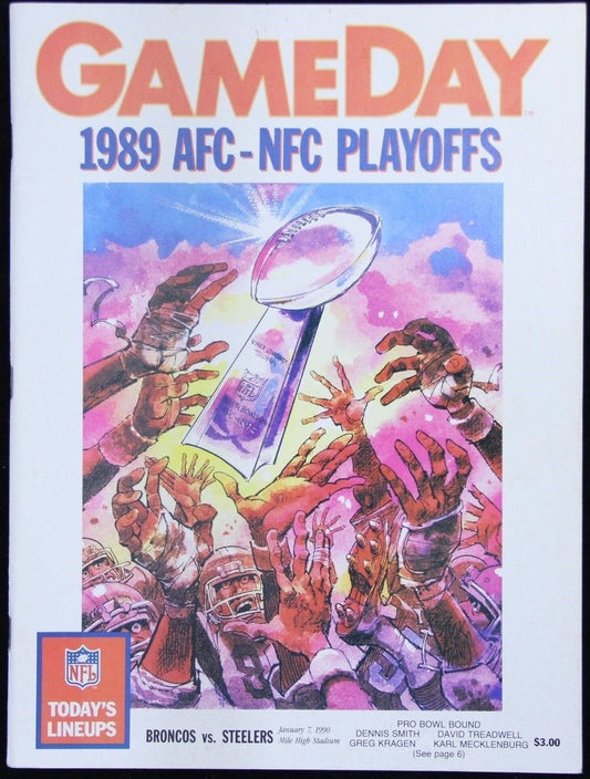 1989 NFL Gameday Program Steelers vs. Broncos AFC Divisional Playoff Game 127625