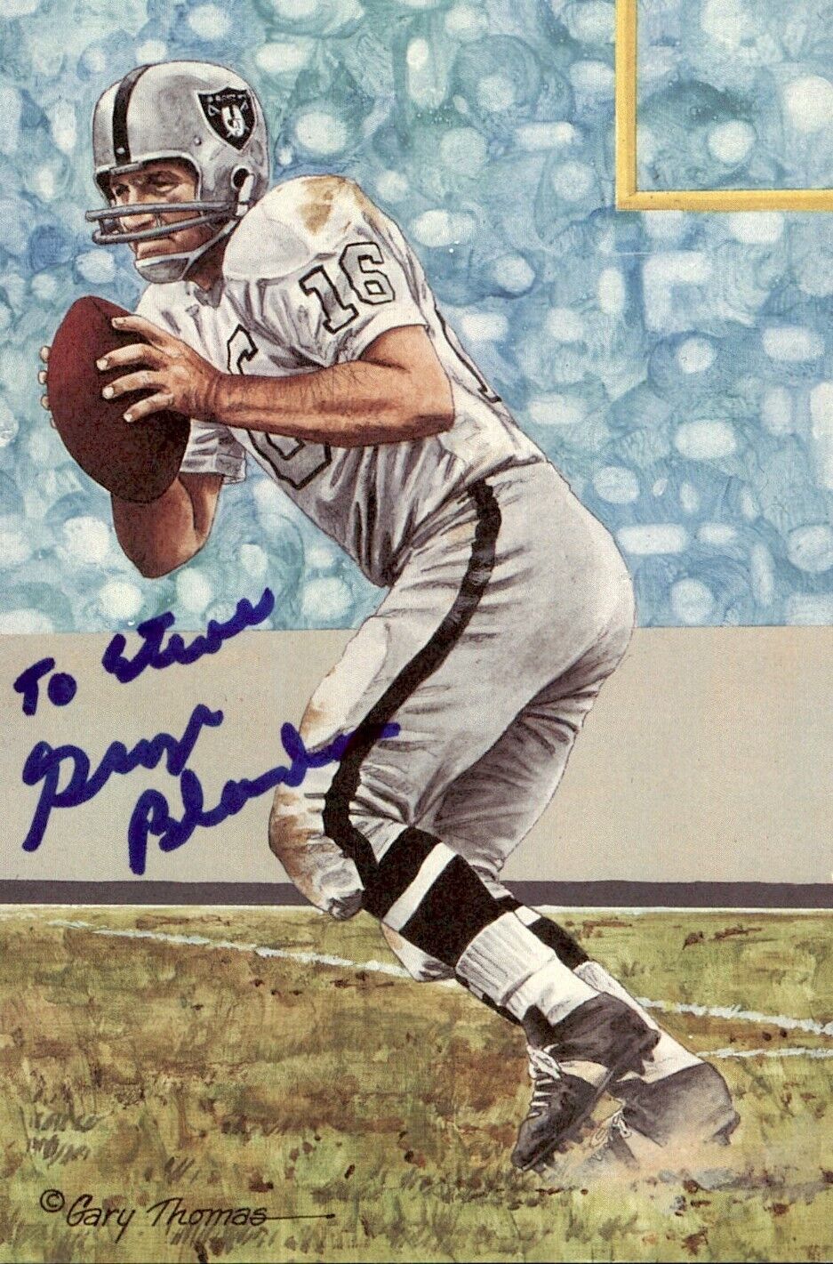 George Blanda HOF Autographed Goal Line Art GLAC Postcard Oakland Raiders JSA