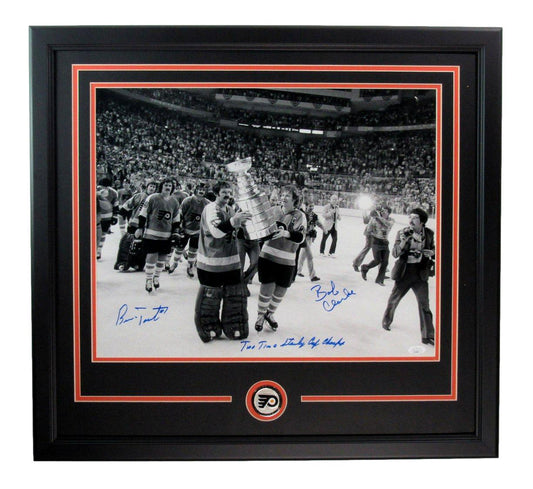 Bernie Parent/Bob Clarke Dual-Signed/Auto 16x20 Photo Flyers Framed JSA 188783