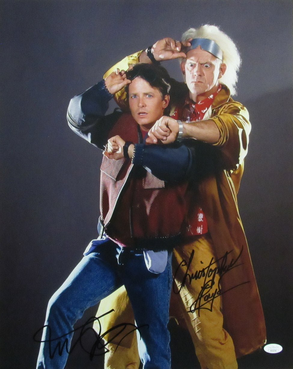 Michael J Fox/Christopher Lloyd Auto/Sign 16x20 Photo Back to Future JSA 174008