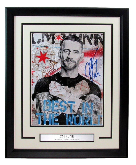 CM Punk Signed/Auto 11x14 Photo Professional Wrestler Framed Beckett 192367