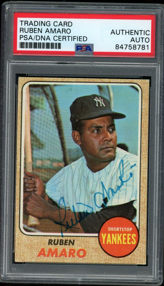 1968 TOPPS Ruben Amaro #138 Authentic Card Signed New York Yankees PSA/DNA