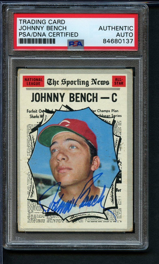 1970 TOPPS Johnny Bench HOF #464 Authentic Card Signed Cincinnati Reds PSA/DNA