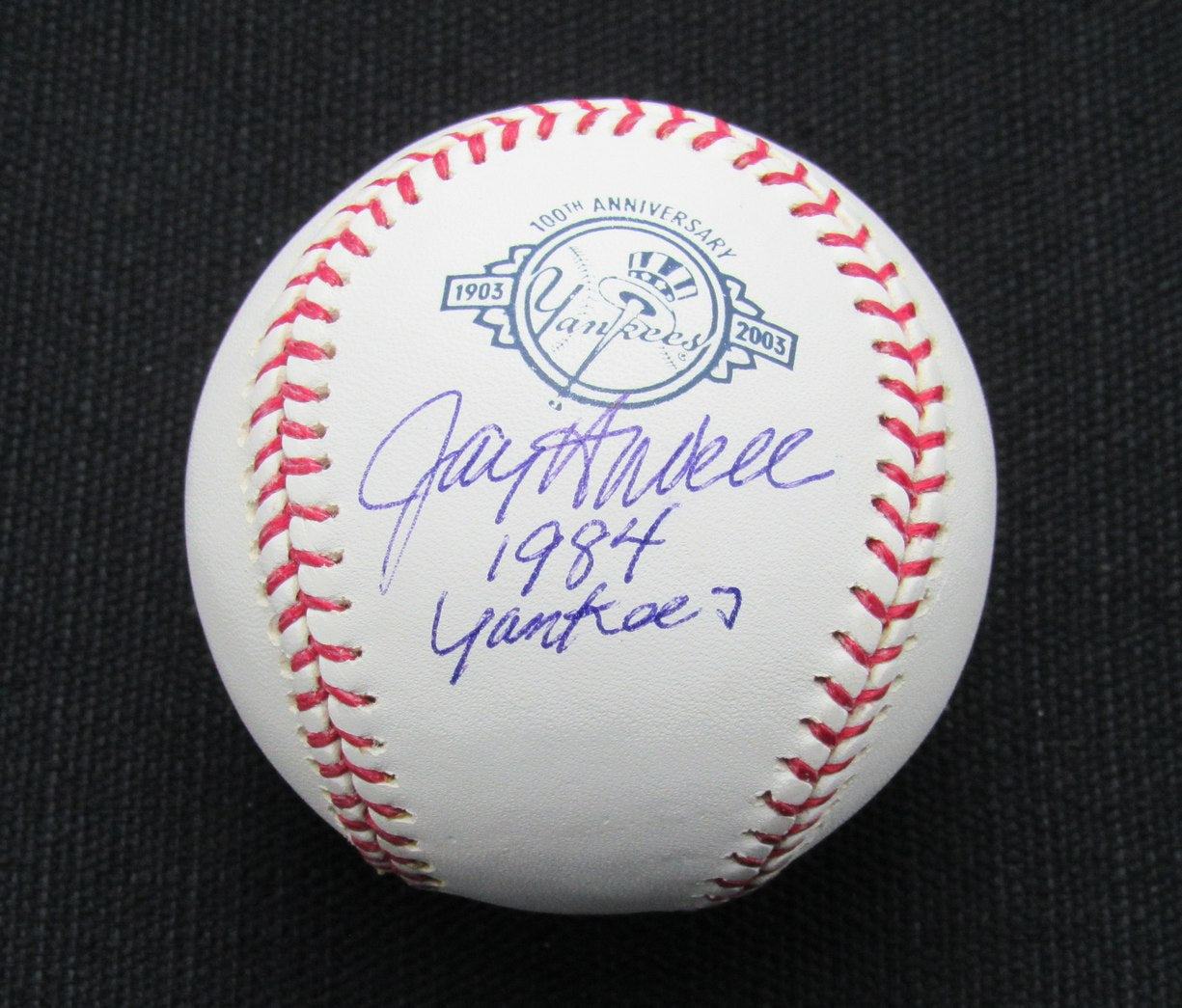 Jay Howell Signed/Auto Yankees 100th OML Baseball JSA Inscr 186634