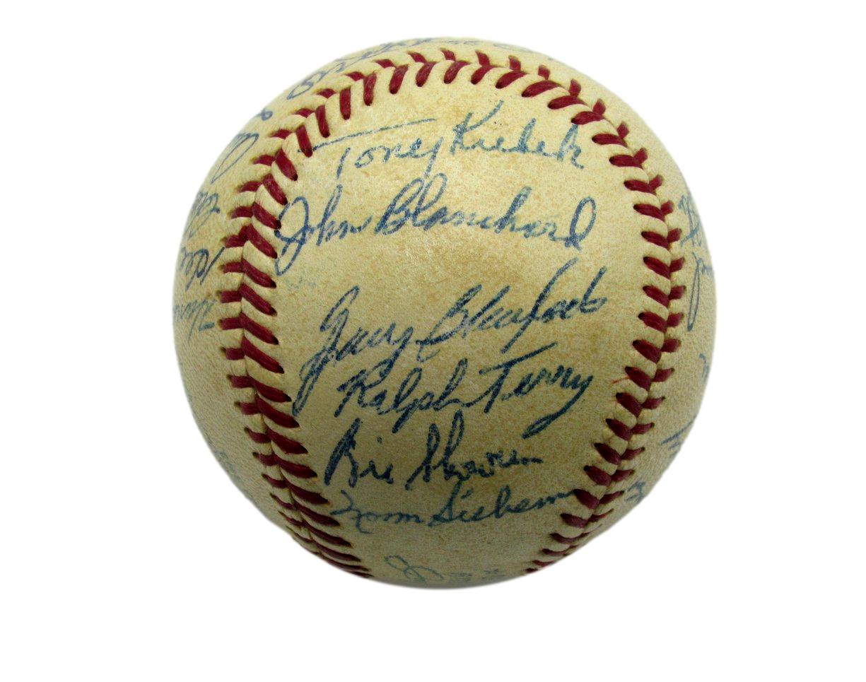 1959 Yankees OAL Team Signed Baseball (24) HOFers Berra /Ford/ Slaughter JSA