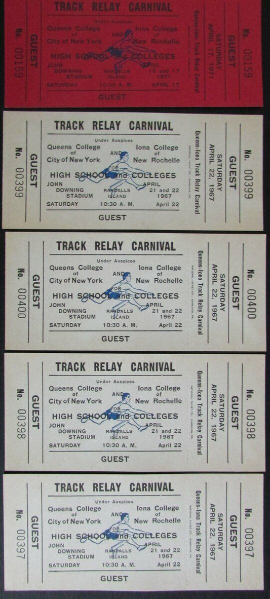 Lot of Five 1967 & 1971 Track Relay Carnival Ticket Stubs 145463