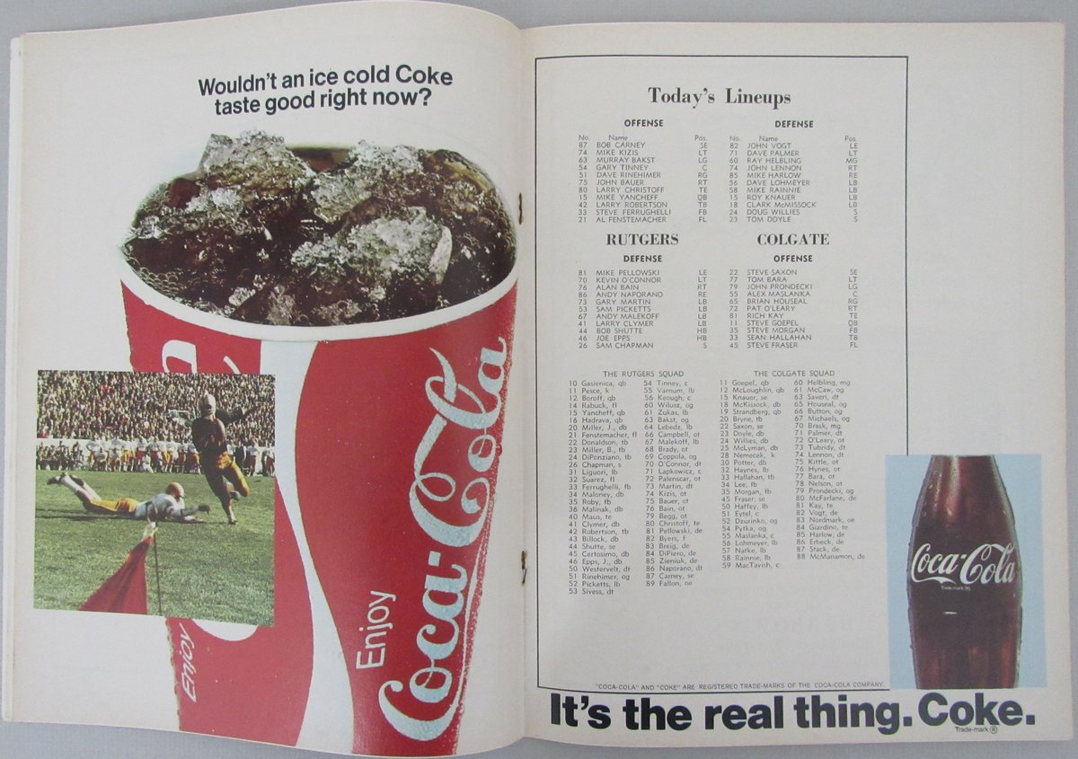 November 21, 1970 Rutgers vs. Colgate College Football Game Program 192928