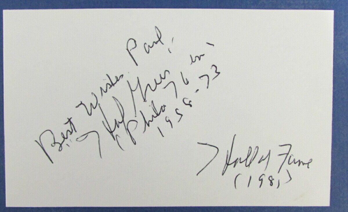 Hal Greer HOF 76ers (d.2018) Signed 3x5 Index Card 126778