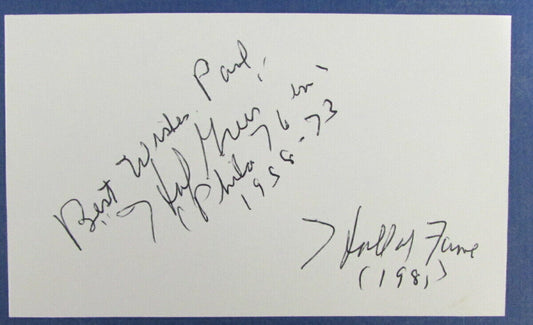 Hal Greer HOF 76ers (d.2018) Signed 3x5 Index Card 126778