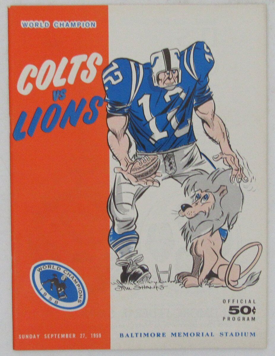 Baltimore Colts Detroit Lions 1959 Official Game Program 130764