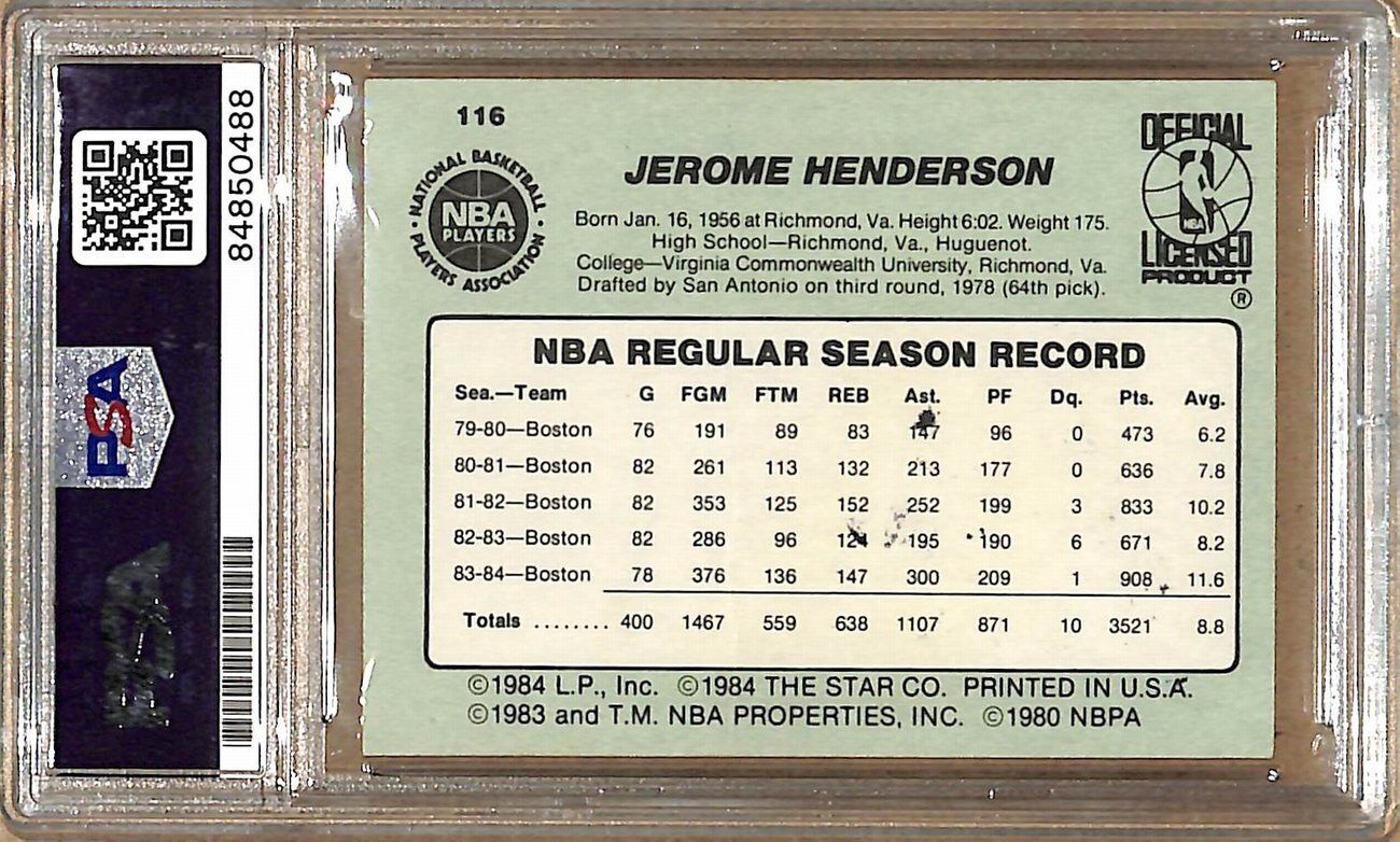 1984-85 Star Company #116 Gerald Henderson Supersonics Signed PSA/DNA 178855