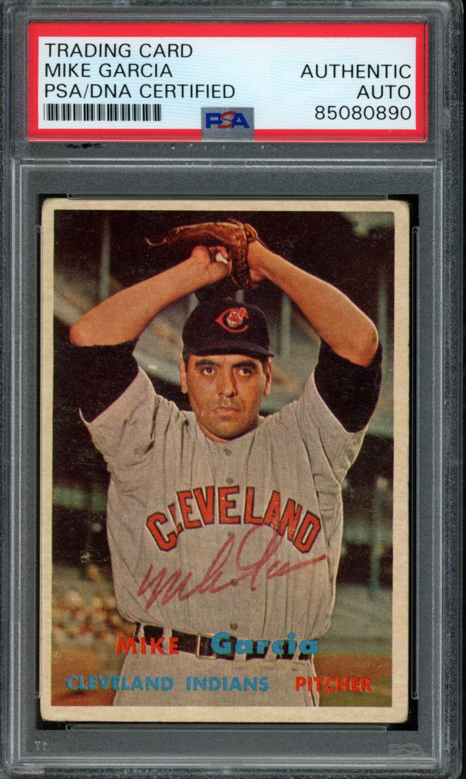 Mike Garcia Signed 1957 Topps Trading Card #300 Indians PSA/DNA 184005