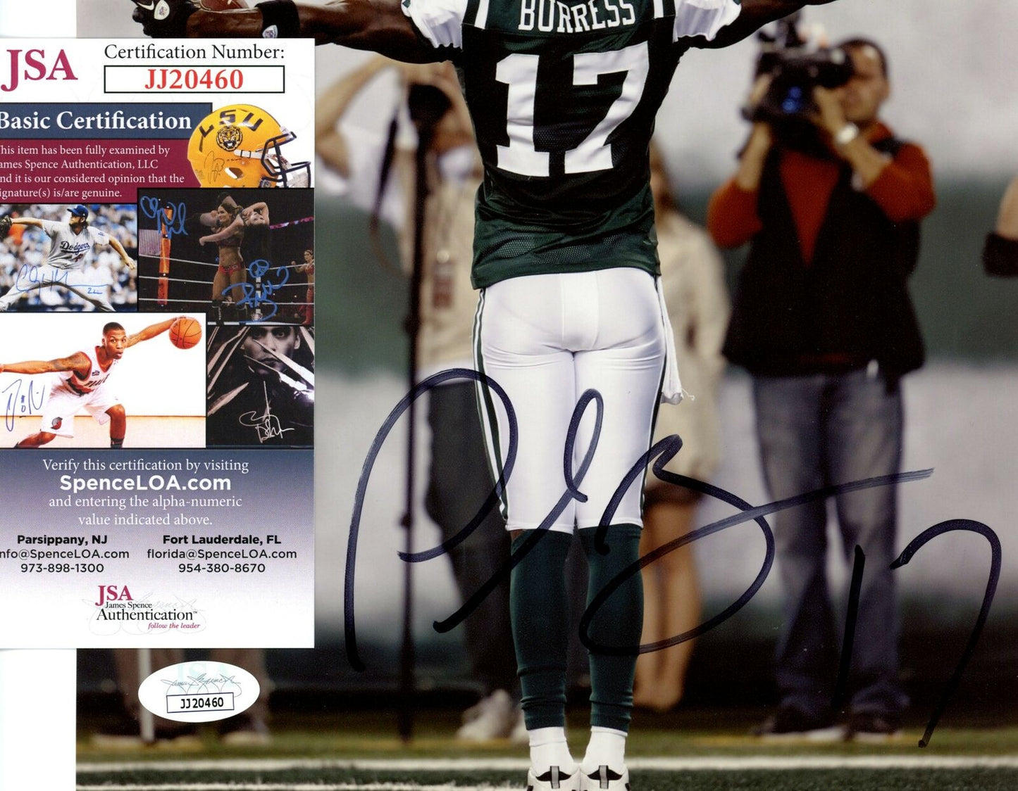 Plaxico Burress New York Jets Signed/Autographed 8x10 Photo JSA 154828