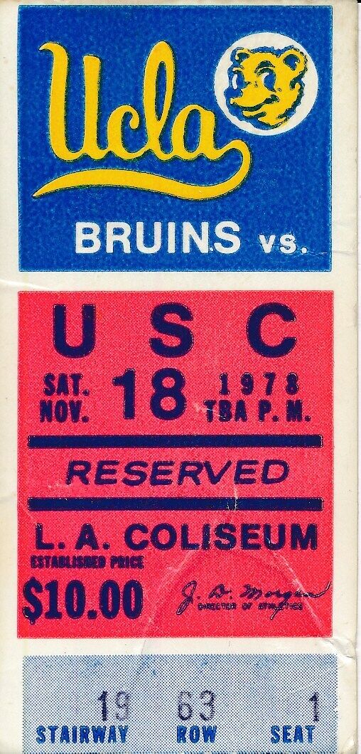 1978 USC Trojans vs. UCLA Football Game Ticket Stub 148602