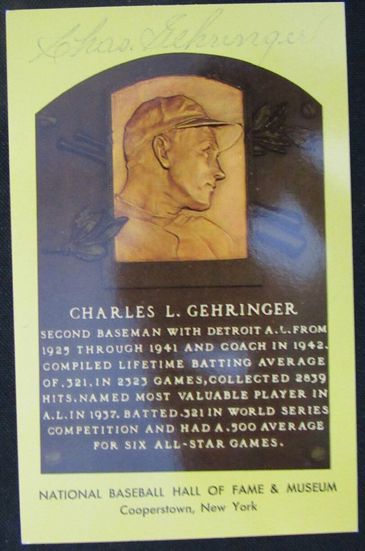 Charlie Gehringer HOF Detroit Tigers d.1993 Signed/Auto HOF  Postcard 163083