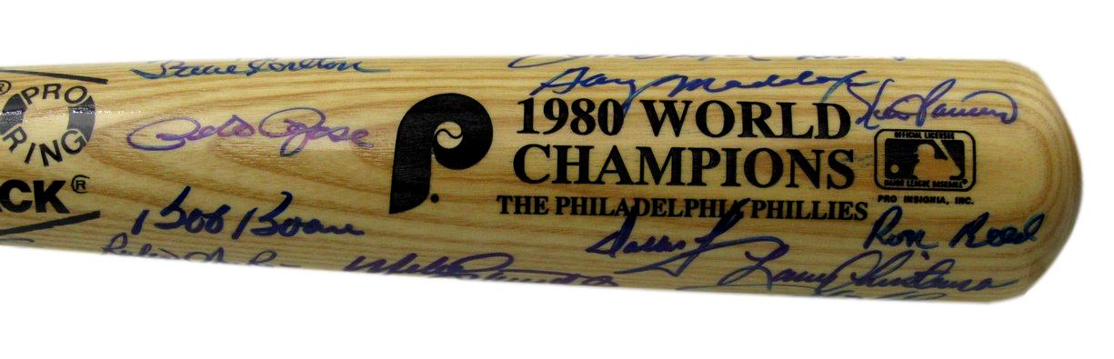 1980 Philadelphia Phillies Multi-signed by 33 Adirondack Bat PSA/DNA 190555