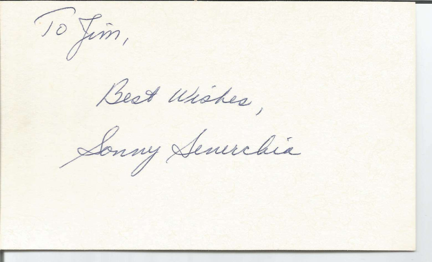 Sony Senerchia Pittsburgh Pirates Signed/Autographed 3x5 Index Card 150439