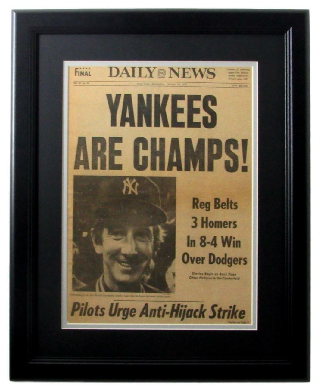 New York Daily News 1977 Yankees World Series Champs Framed Newspaper 152625