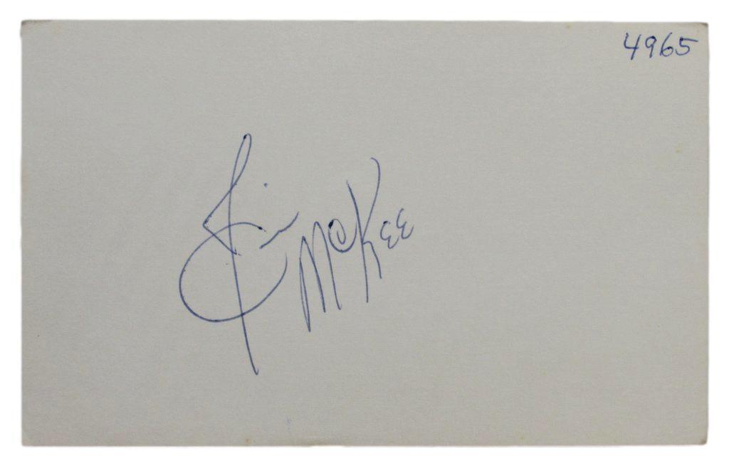 Jim McKee 1972-73 Pittsburgh Pirates Autographed/Signed 3x5 Index Card