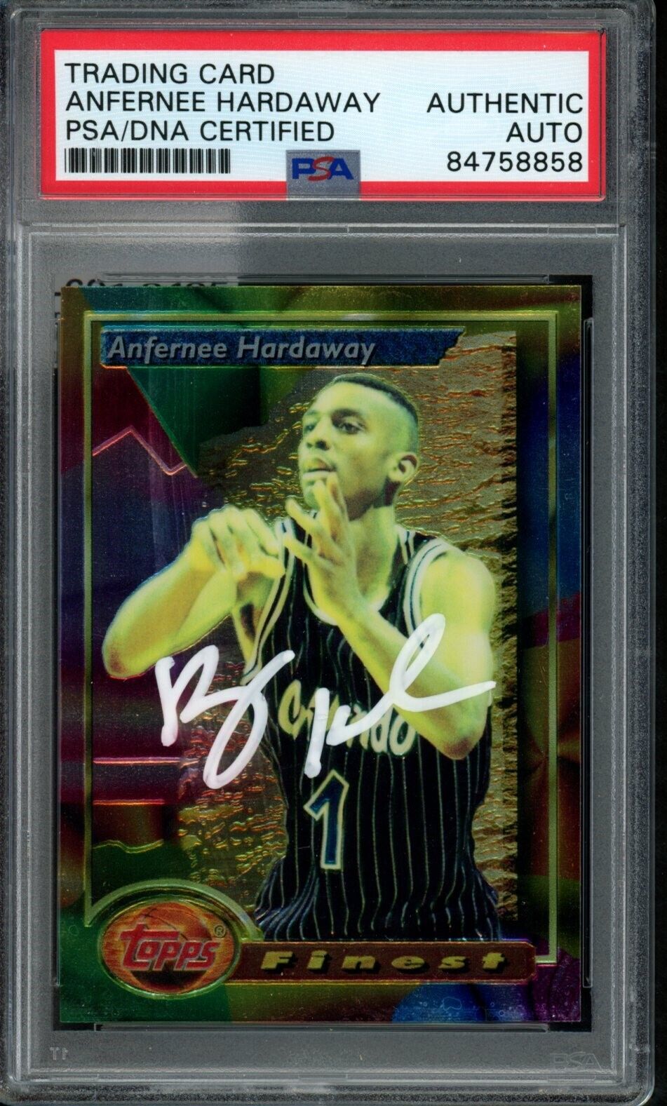 1993-94 TOPPS Finest Anfernee Hardaway #189 Rookie Card Signed Magic PSA/DNA