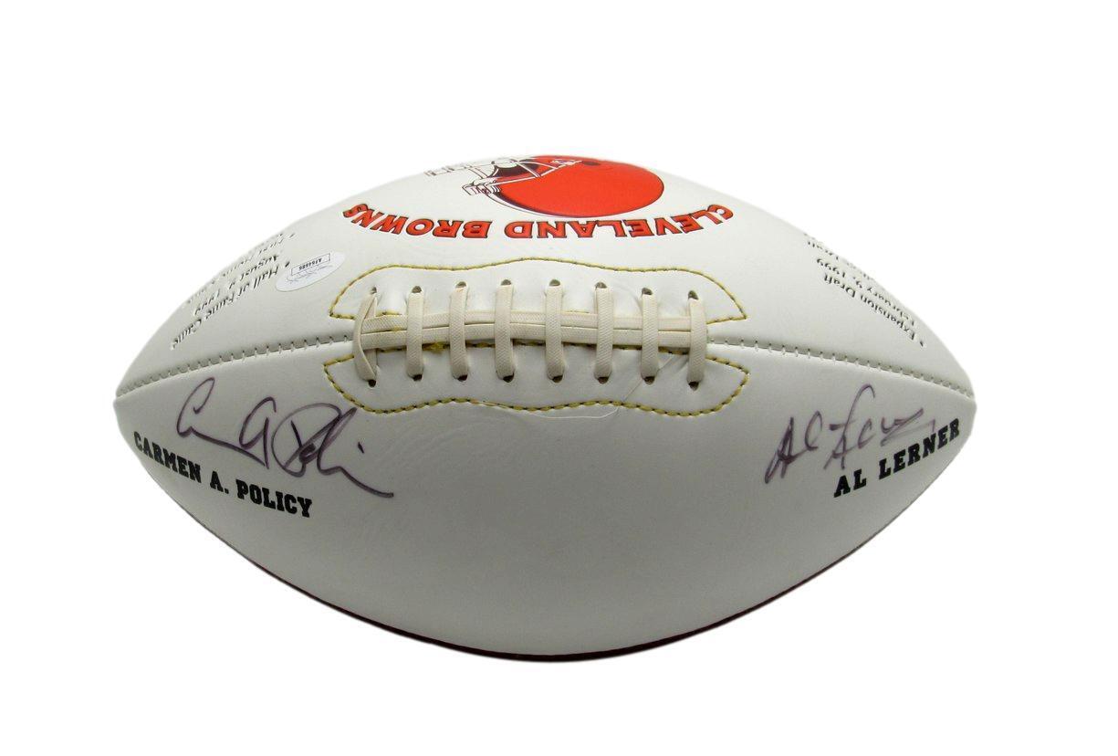 Carmen Policy/Al Lerner Dual-Autographed Full Size  Browns Logo Football JSA