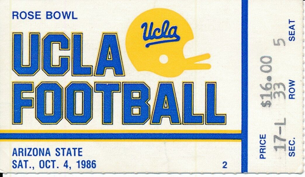 1986 UCLA Bruins vs. Arizona State Football Game Ticket Stub 148637