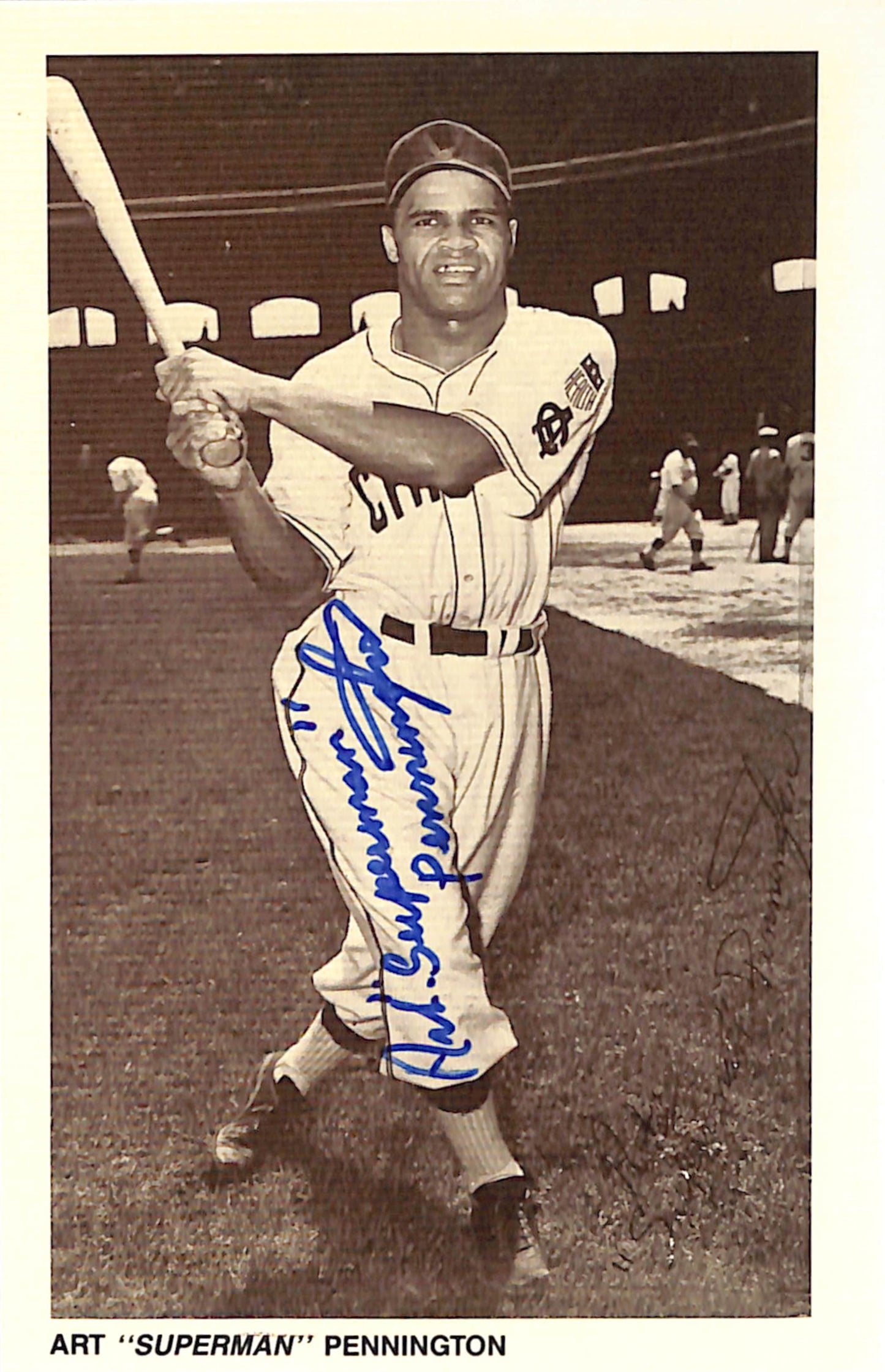 Art Pennington Signed 1991 Negro League Legends Post Card Giants 181285