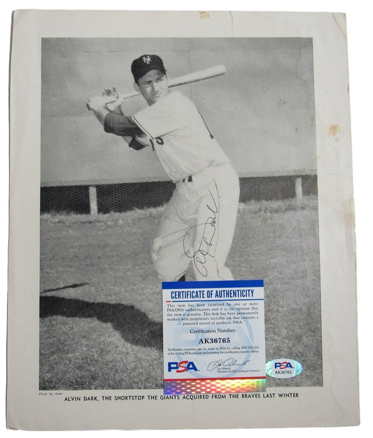 Alvin Dark Autographed 9x11 Baseball Magazine Insert Photo NY Giants PSA/DNA