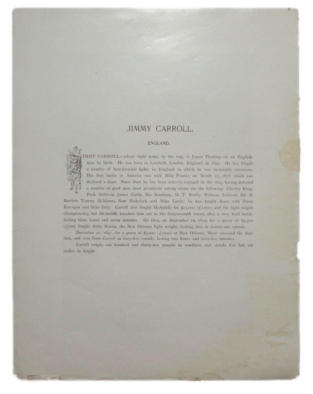 Jimmy Carroll England 1895 Boxing Gladiators 11x15 Supplement Poster