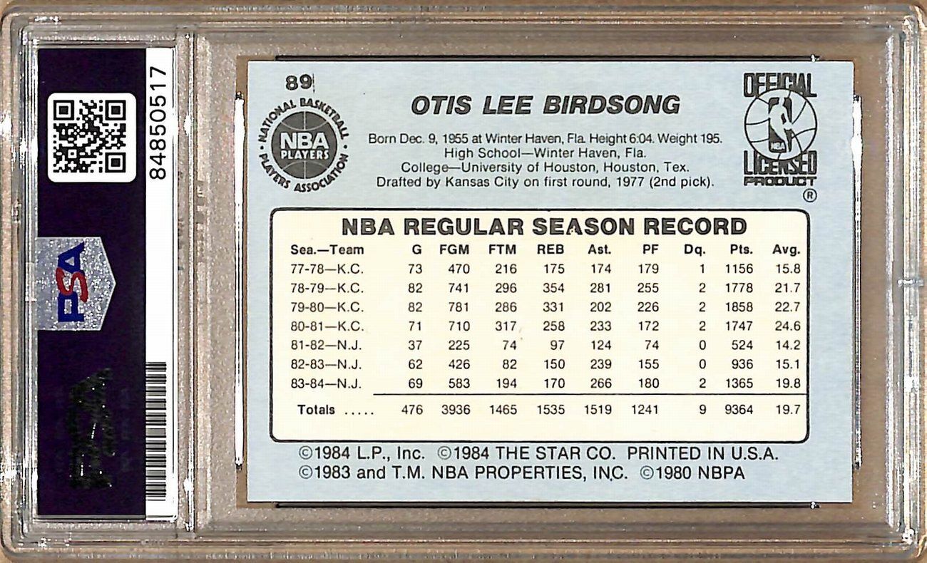 1984-85 Star Company #89 Otis Birdsong Nets Signed/Auto Card PSA/DNA 178849