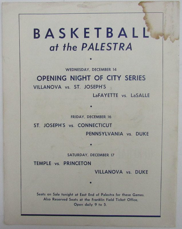 1955 Lasalle vs. Niagra & Penn vs. Navy College Basketball Program 131397