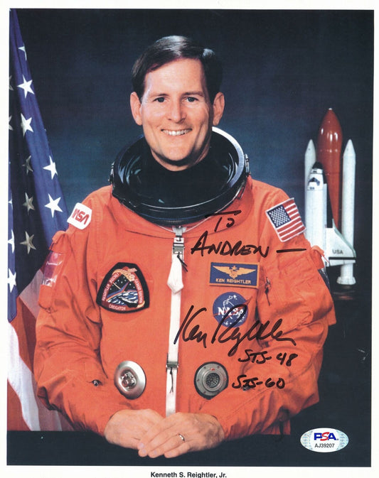 Kenneth Rieghtler Jr. Astronaut Signed/Autographed 8x10 Photo PSA/DNA 164275