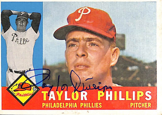 1960 TOPPS #211 Taylor Phillips Philadelphia Phillies Signed/Auto Card 190978