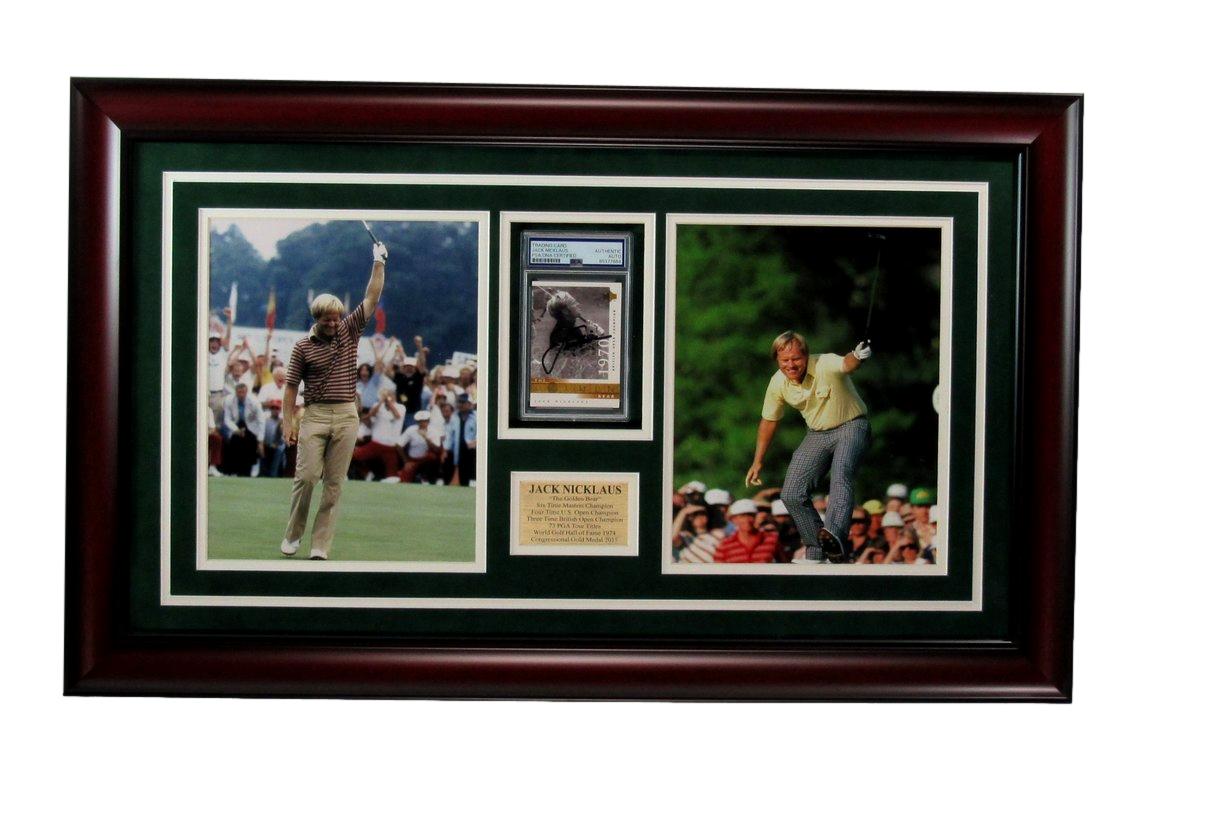 Jack Nicklaus Signed/Auto Trading Card with Photo Collage Framed PSA/DNA 192643