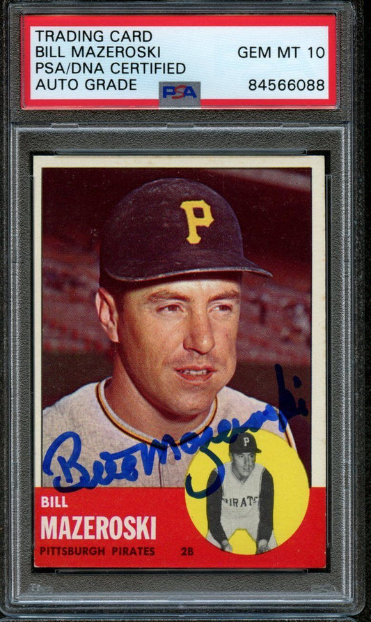 1963 Topps Bill Mazeroski #323 Card Signed/Auto PSA/DNA GEM MINT 10 167762