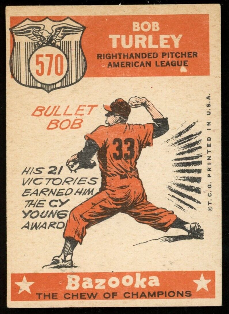 1959 Topps Baseball Bob Turley #570 New York Yankees