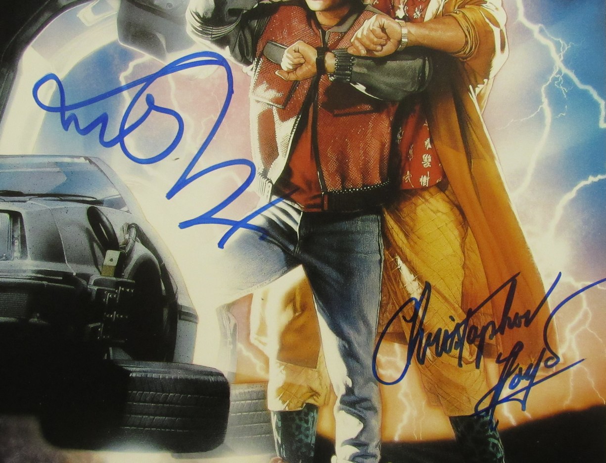 Michael J Fox/Christopher Lloyd sign/auto 11x17 Movie Poster JSA/BAS 173672