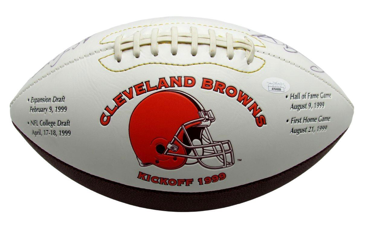 Carmen Policy/Al Lerner Dual-Autographed Full Size  Browns Logo Football JSA