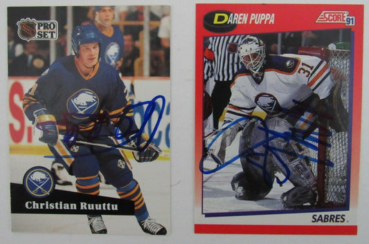 Lot of 2 Signed/Autographed Buffalo Sabres 1991 NHL Trading Cards 159346