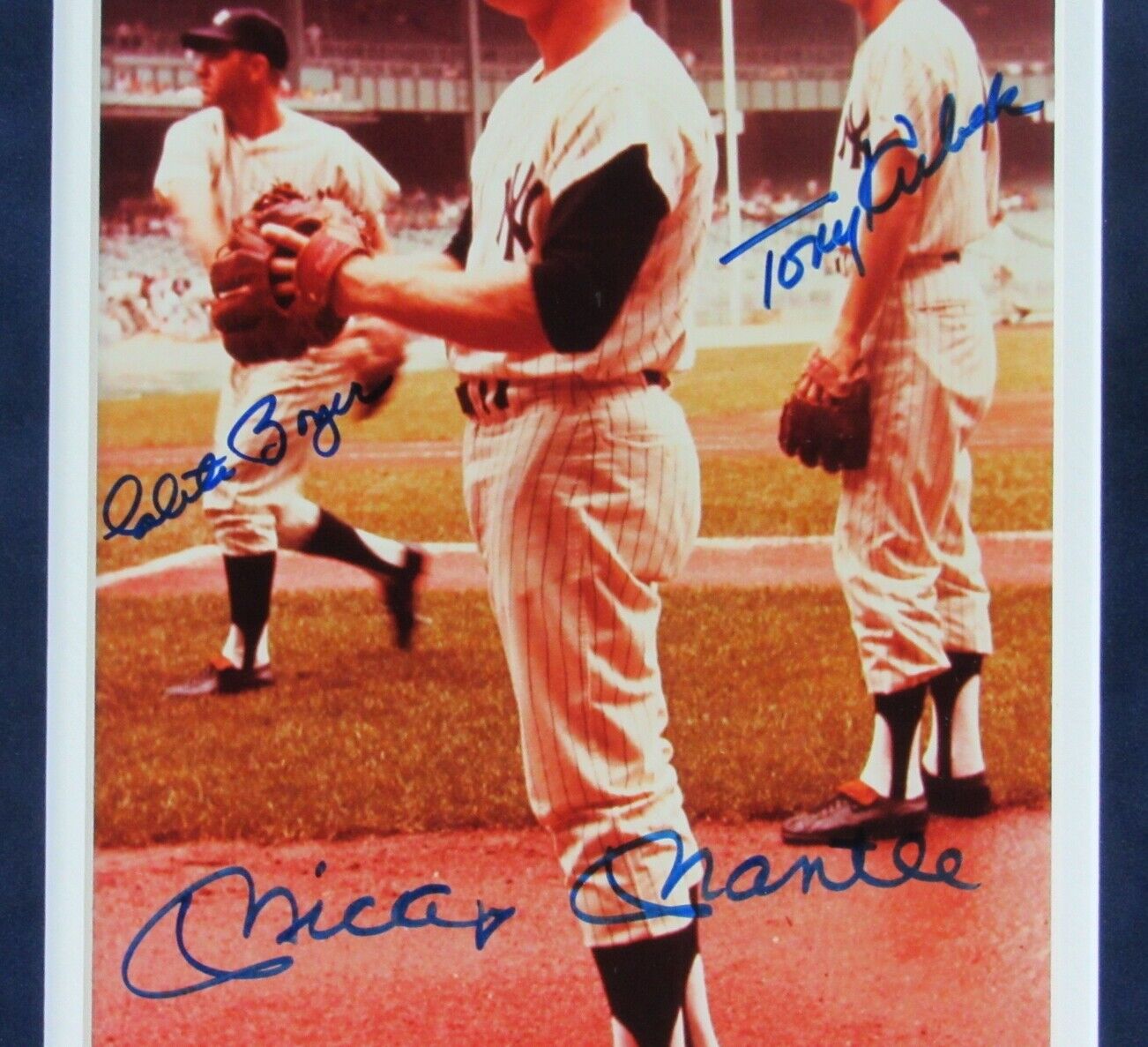 Mickey Mantle/Kubek/Boyer Yankees Signed/Auto  8x10 Photo Framed JSA 158839