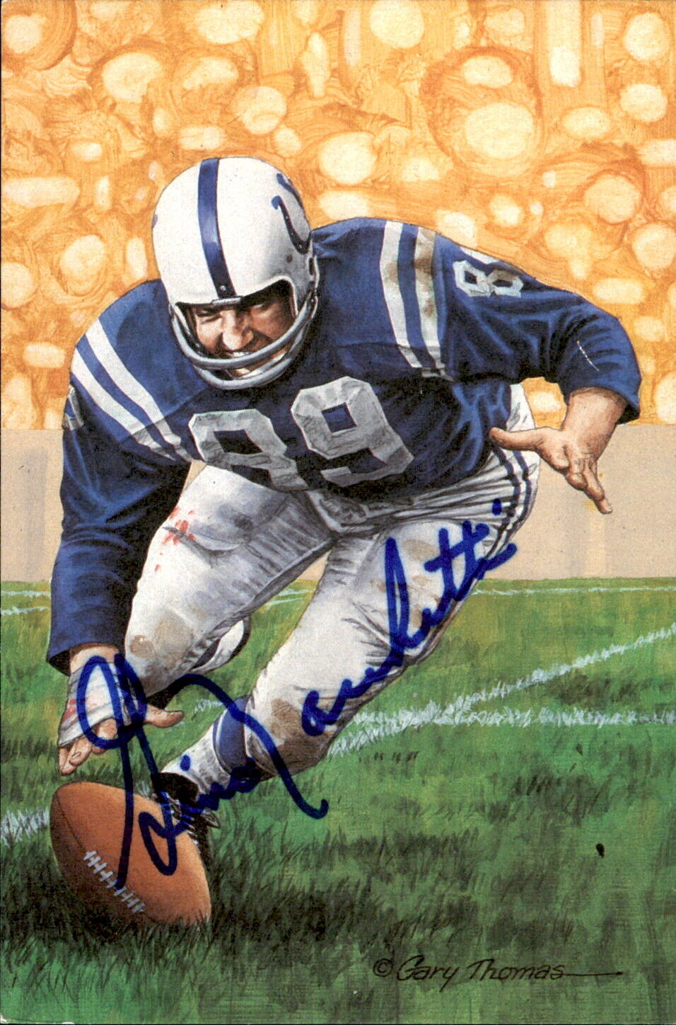 Gino Marchetti HOF Autographed Goal Line Art GLAC Postcard Baltimore Colts JSA