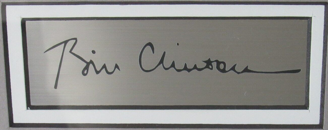 Bill Clinton US President Laser Signed 8x10 B/W Photo & Patch Framed 158108