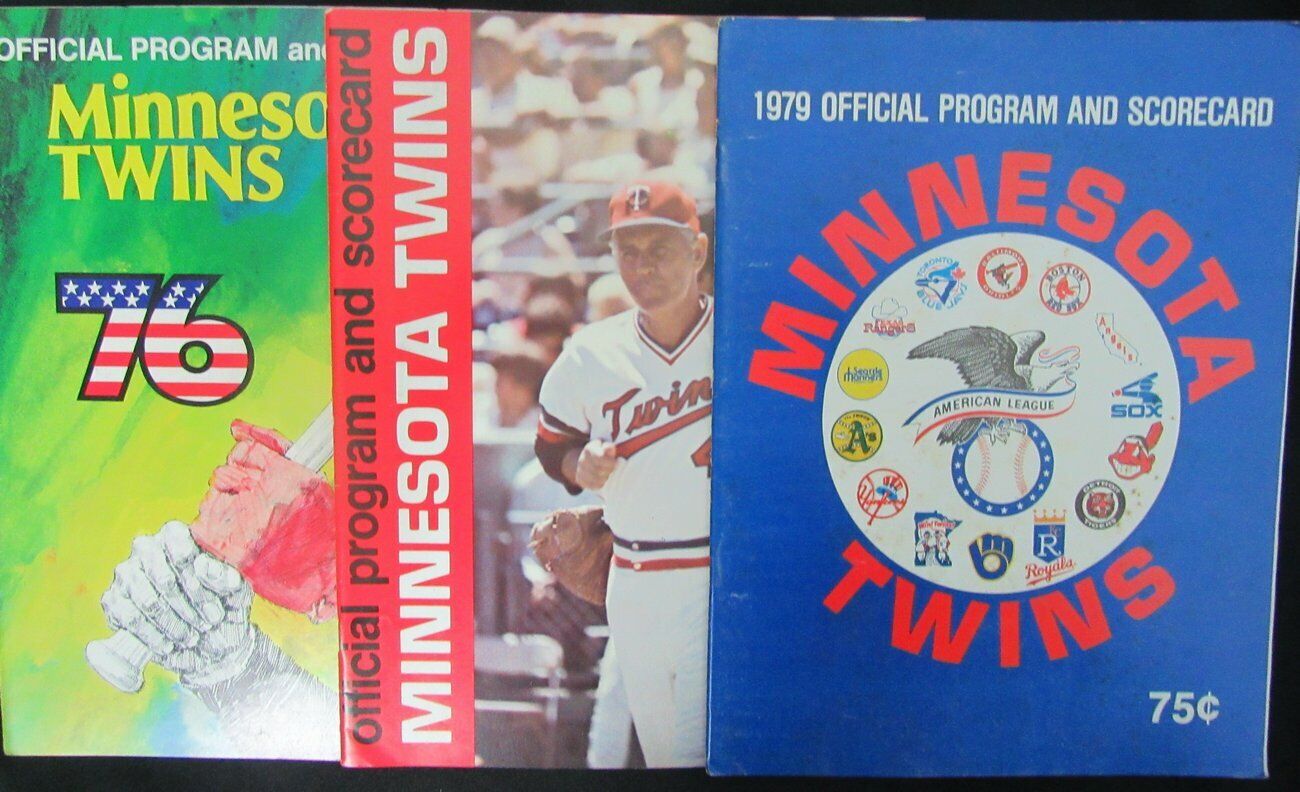 Lot of 3 Minnesota Twins 1976/1977/1979 Official Programs Gene Mauch 153966